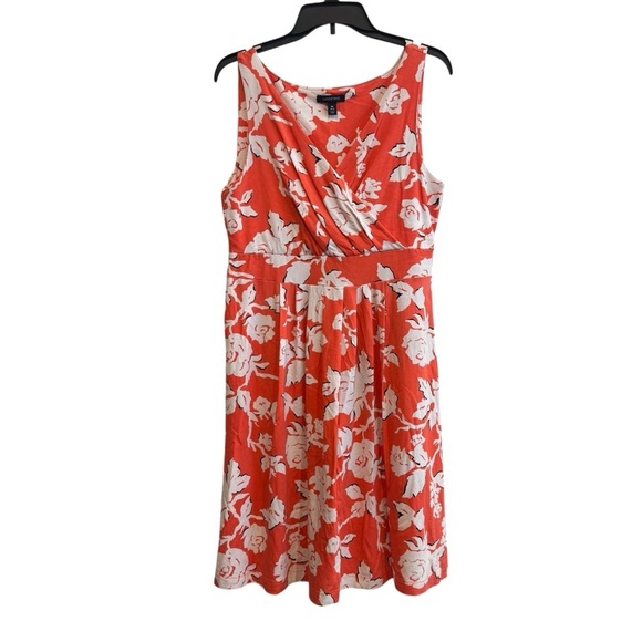 Lands' End Red Orange and White Floral Mini Dress - Picture 1 of 7